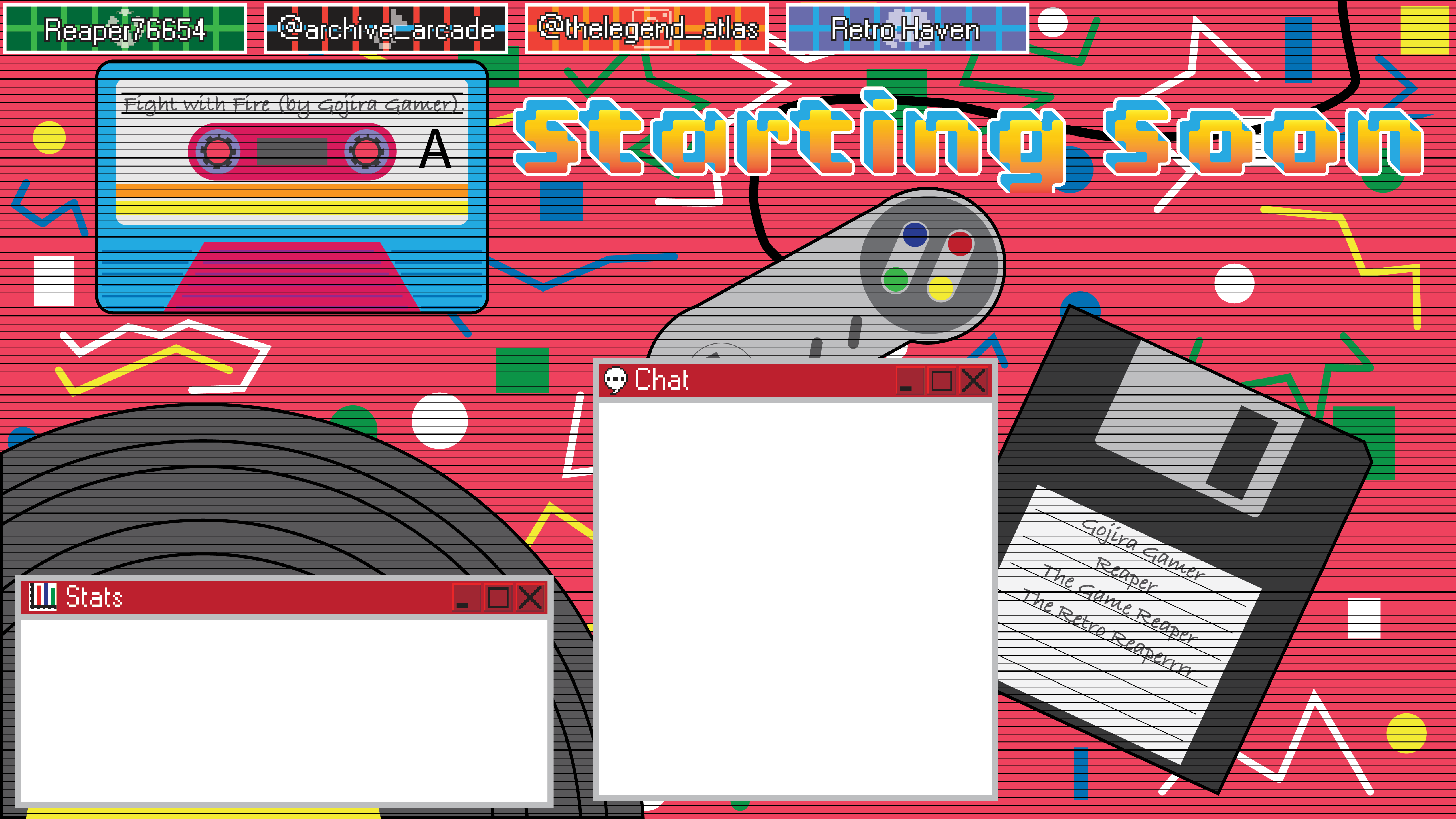A retro background for a stream starting soon.